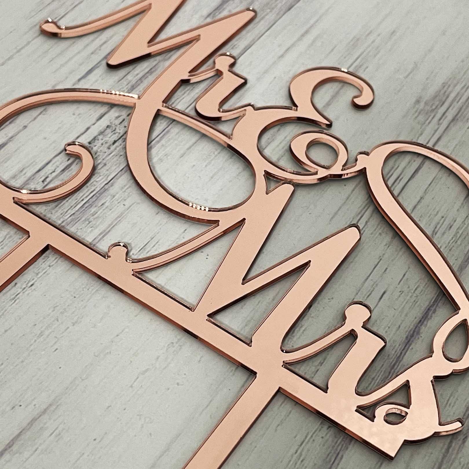 AMINJIE Mr and Mrs Cake Topper - Bride and Groom Sign Wedding/Engagement Cake Toppers Decoration  Mirror Rose Gold Acrylic