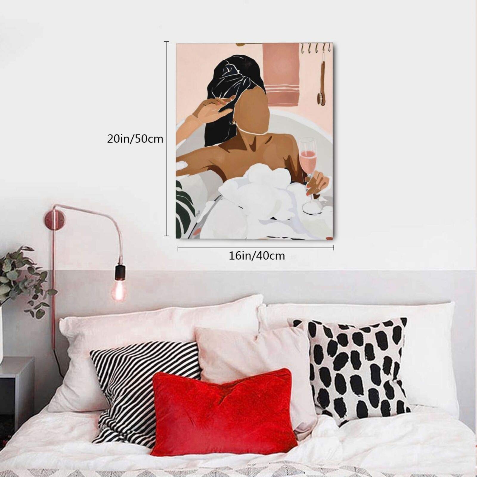 African American Black Wall Art Relaxing Black Women In Bathtub Decor Wall Art Colorful Design Modern Minimalist Painting Artwor