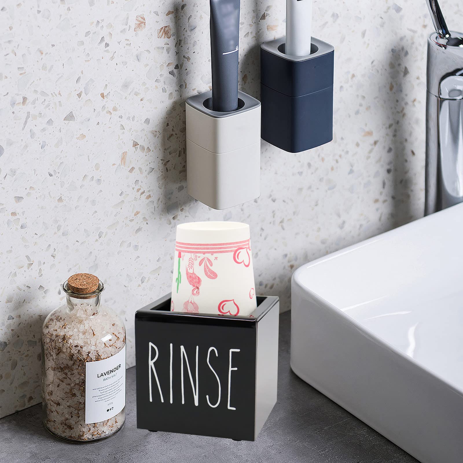 Black Acrylic Dixie Cup Dispenser, Disposable Paper Cup Dispenser Storage Holder, 3/5 Oz Dixie Cup Holder, Bathroom Paper Cup Ri