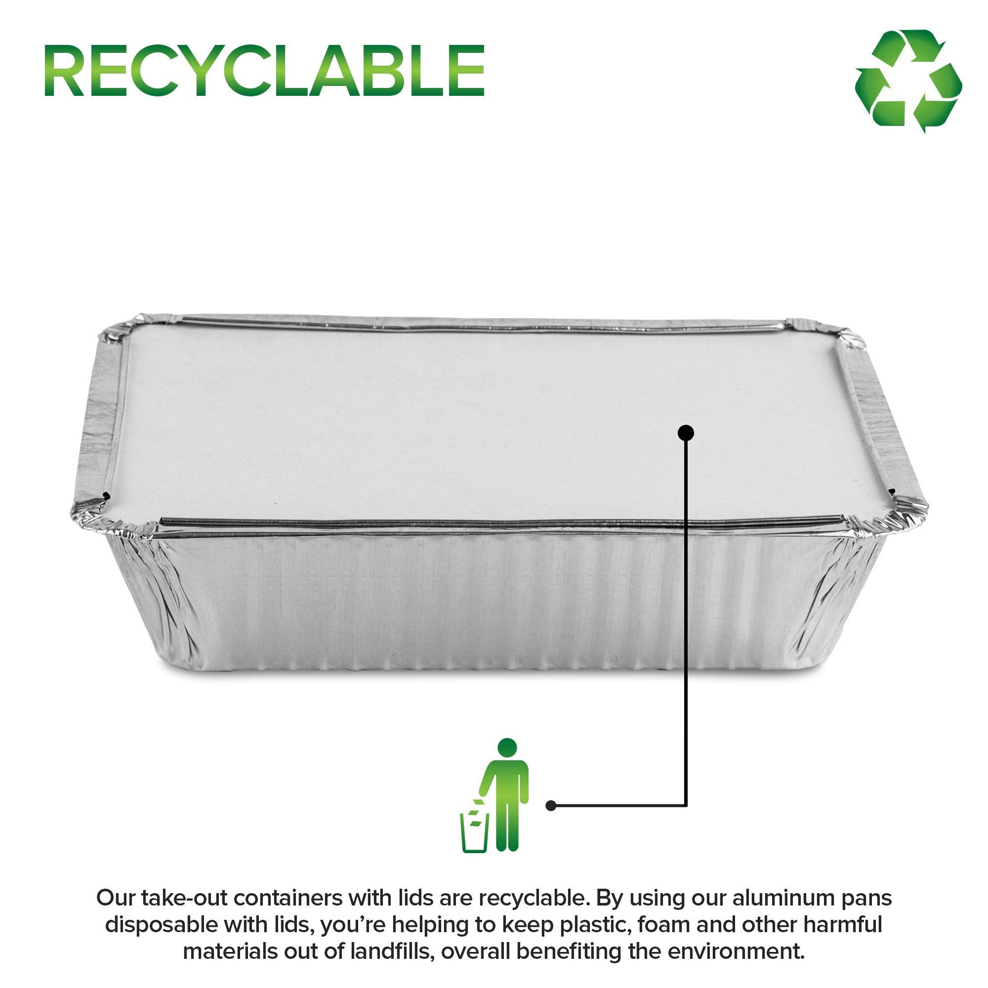 Stock Your Home 2 Lb Small Aluminum Pans With Lids (100 Pack) Foil Pan + Cardboard Lid, Disposable Cookware, Takeout Trays With