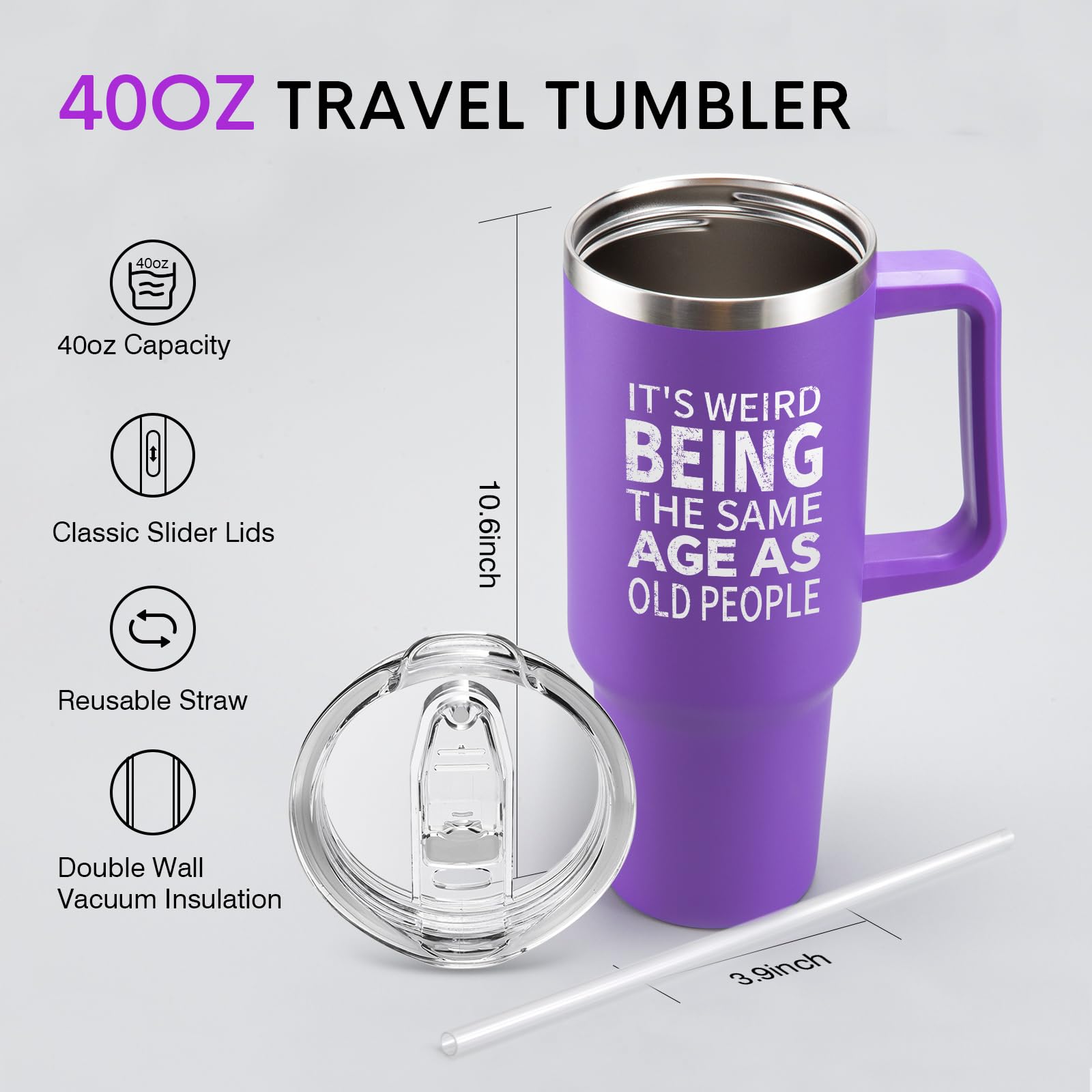NOWWISH Gifts for Women, 40 oz Tumbler, Funny Birthday Gifts for Her, Wife, Mom, Grandma, Best Friend - Purple