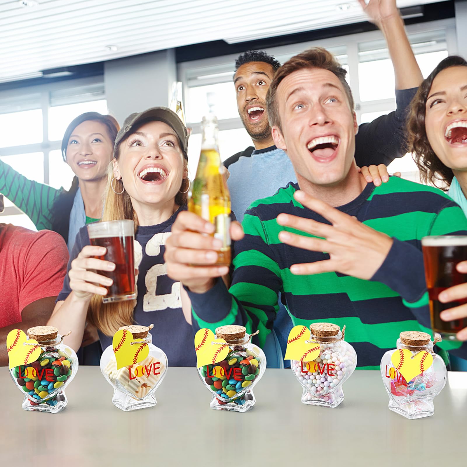 Mimorou 12 Pcs Softball Senior Night Gifts 2026 Softball Sports Sand Dirt Keepsake Jar 2 oz Mini Heart Shape Glass Bottles with