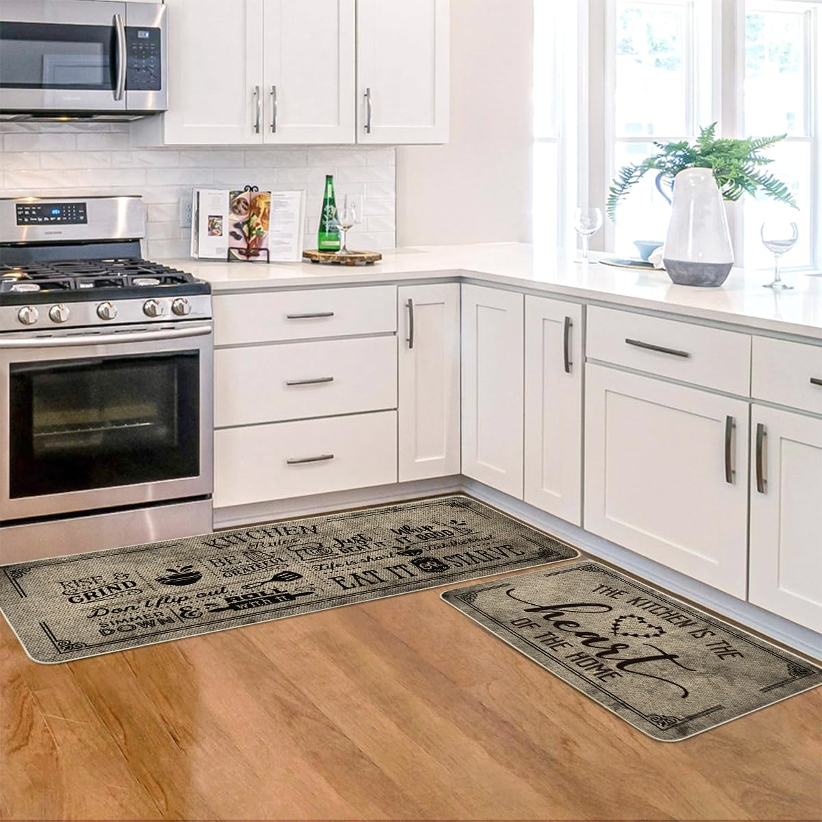 Artoid Mode Kitchen Quotes Kitchen Mats Set Of 2, Seasonal The Kitchen Is The Heart Of The Home Cooking Sets Holiday Party Low-P