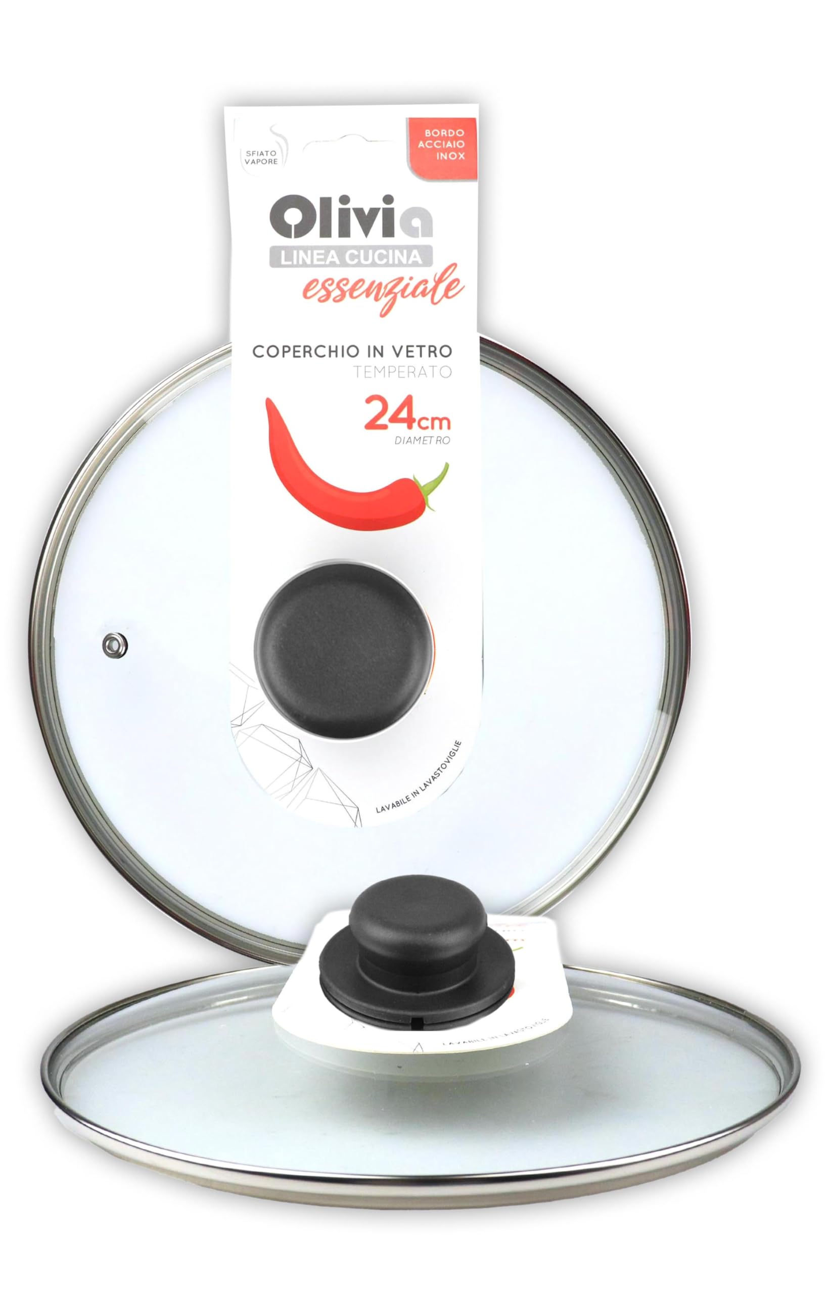 IPEA Glass Lid for Pan or Saucepan  16/18/20/22/24/26/28/30 cm  Transparent Round Universal Lid with Knob for Pans and Pots  