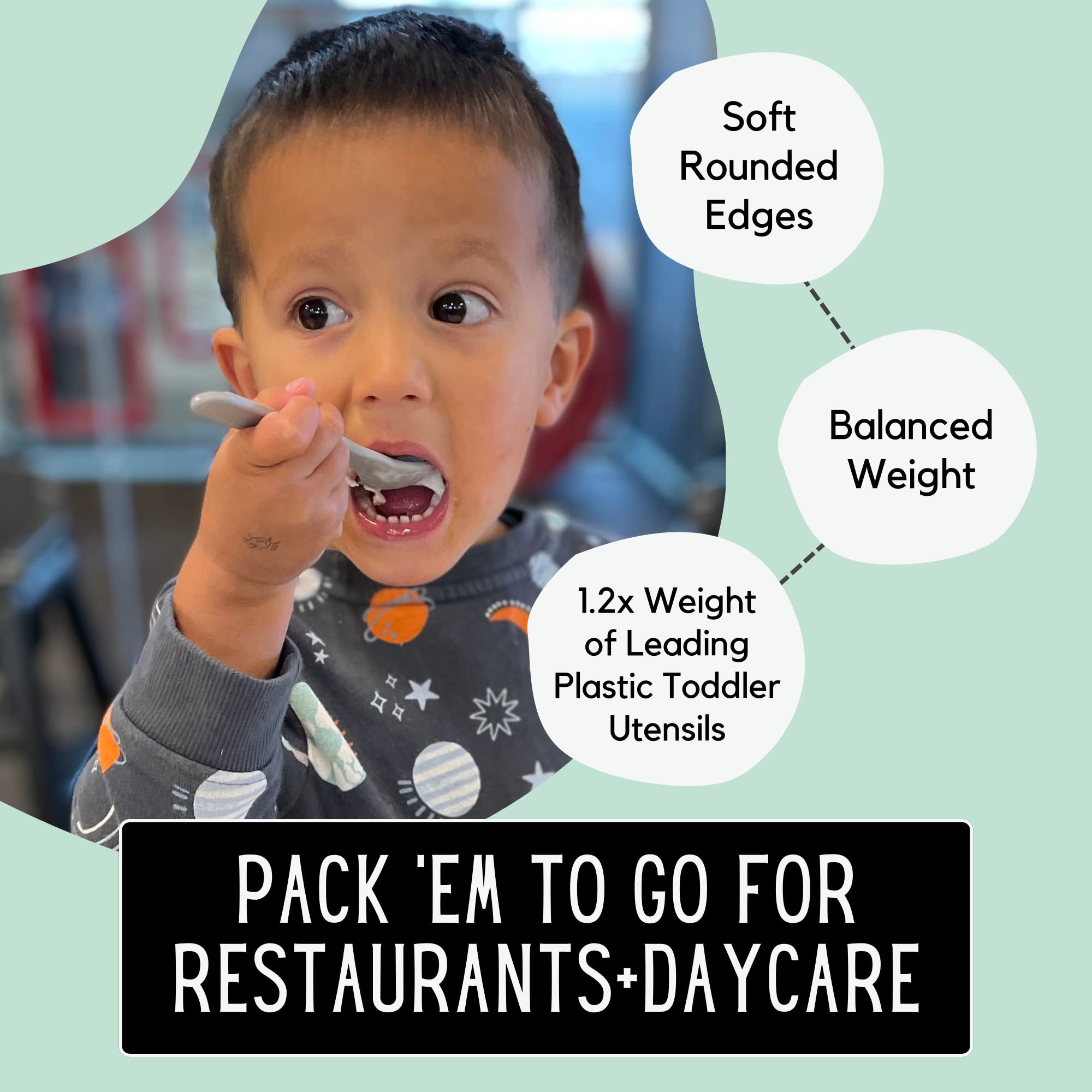THEO'S 20 Pack Eco-Friendly Utensils for Baby & Toddler | 100% Biodegradable + Compostable 5.0''x1.2'' Plant Based Spoons & Fork