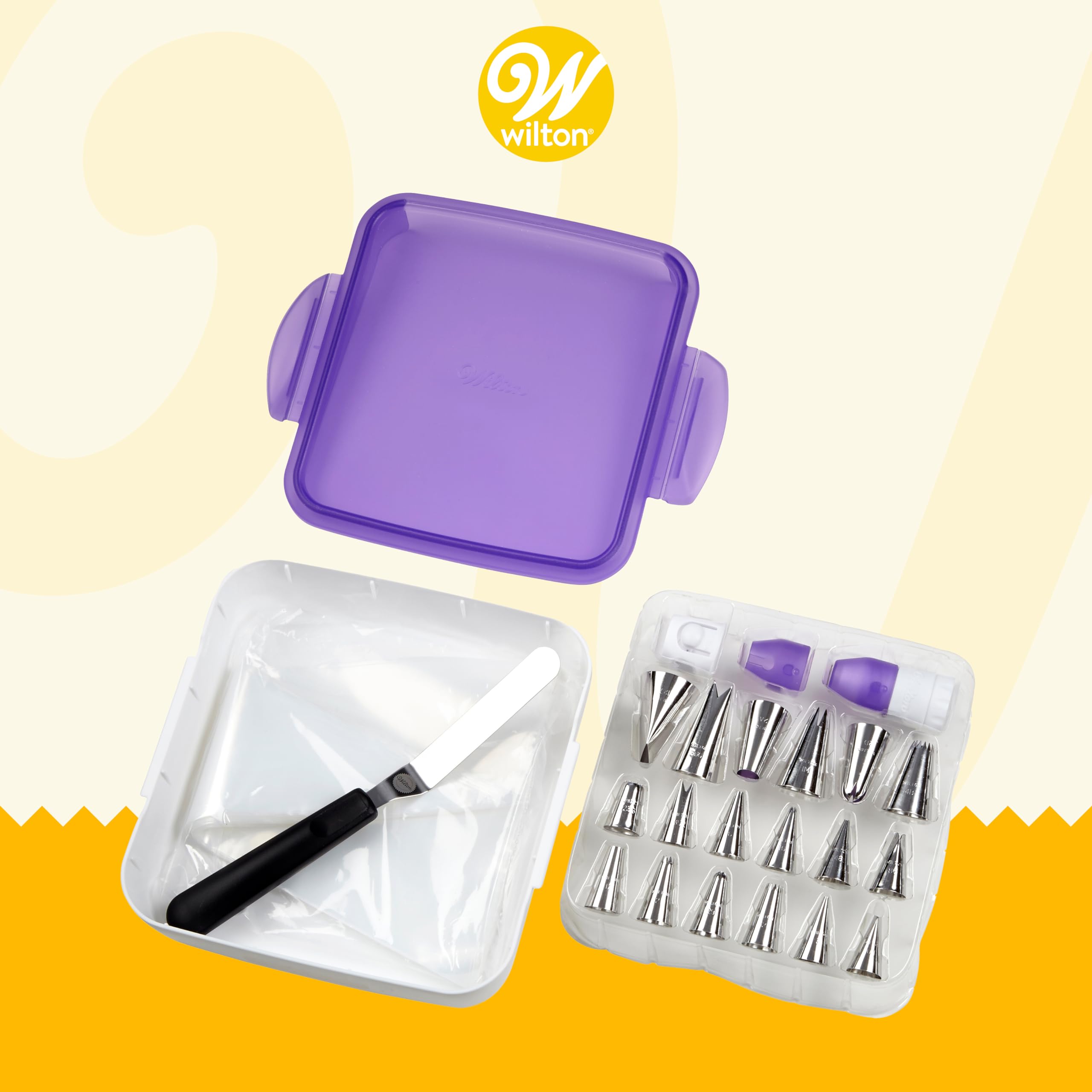 Wilton Cake Decorating Supplies Kit - Decorate Treats With Your Organized Decorating Tool Set, Disposable Pastry Bags, Stainless