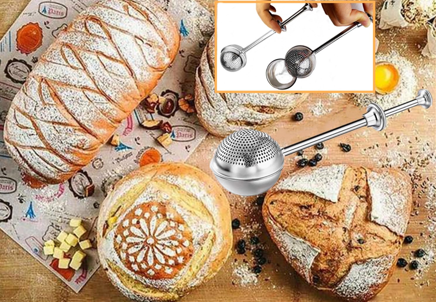 Powdered Sugar Shaker Duster With Lid Sugar Flour Sifter For Baking Spice Sifters Powder Duster Sugar Powder Flour Duster For Ba