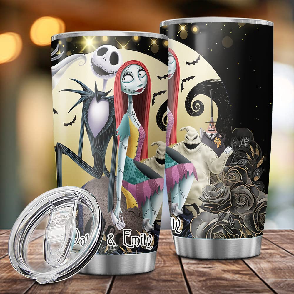Personalized Sally&Jack Couple Nightmare Art Halloween Tumbler Valentine Gifts For Him Her Wife Husband Before Christmas Movie 3