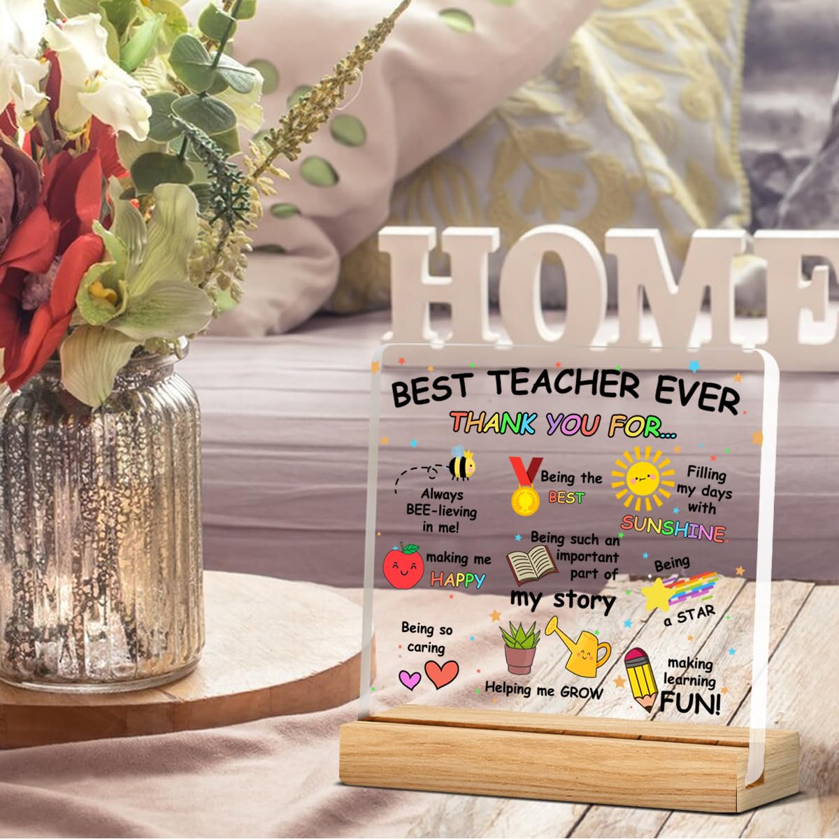 Best Teacher Gifts Teacher Appreciation Gifts Thank You Teacher Gifts Best Teacher Ever Acrylic Desk Plaque Sign Office Decor 4
