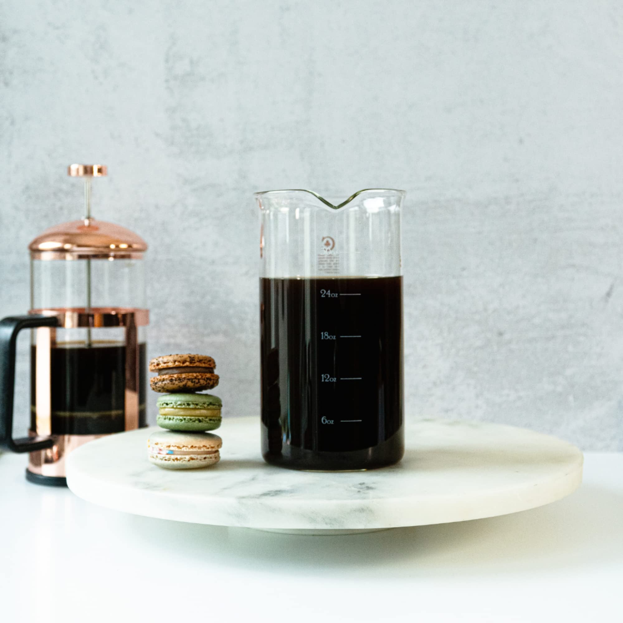French Press Replacement Glass By Cafe Crush Club - Fire Hardened Borosilicate Beaker - 34 Ounce 1 Liter Size With White Measure