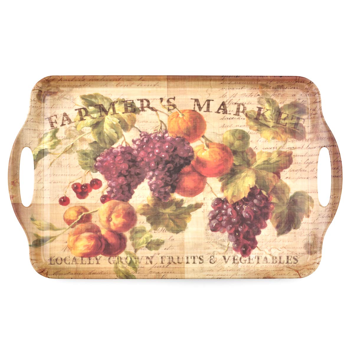 Pimpernel Abundant Fall Collection Large Handled Tray | Serving Tray For Lunch, Coffee, Or Breakfast | Made Of Melamine For Indo