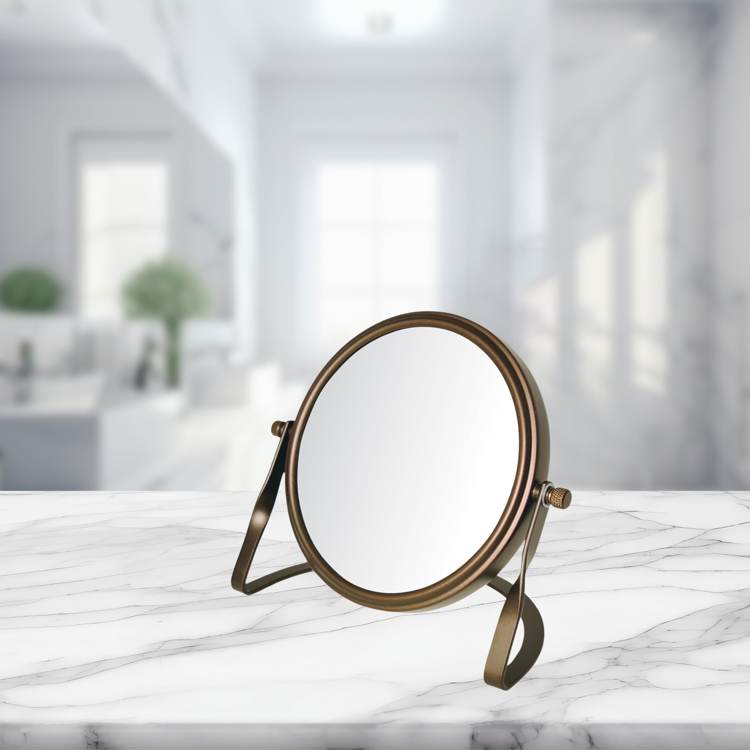 Model'S Choice Jerdon Tabletop Vanity Makeup Mirror With Bronze Finish - 5.5    Diameter Mirror With 5X-1X Magnification - Model