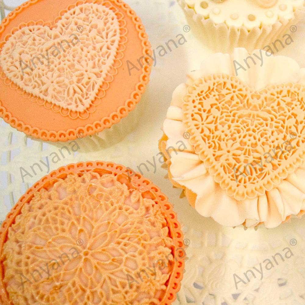 Anyana 3Pcs Set Fondant Impression Sugar Lace Molds Fondant Impression Lace Wedding Mould Silicone Imprint Mold Cake Decorating
