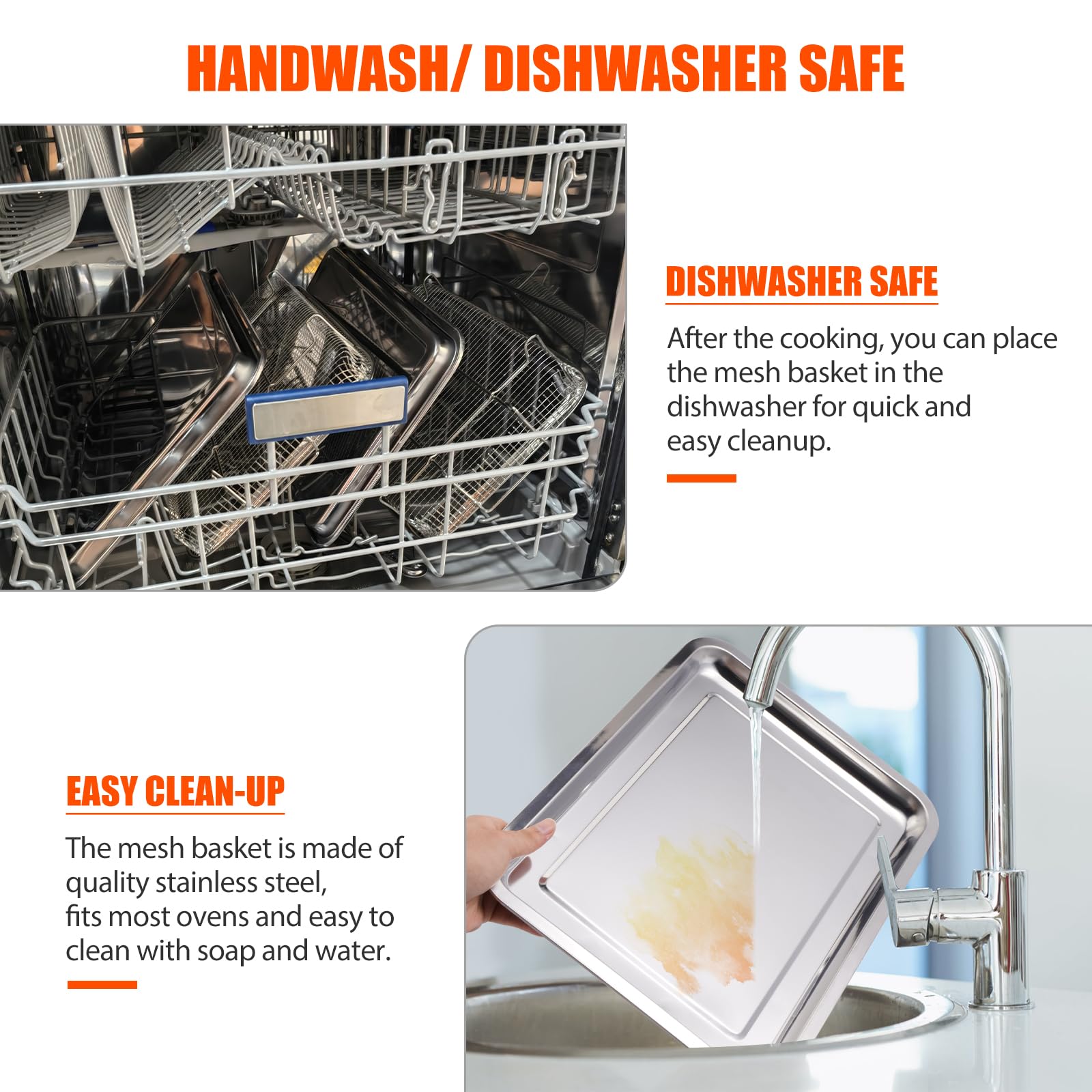 Air Fryer Basket For Oven, 15.7''X11.8''Extra Large Air Fryer Basket And Tray Stainless Steel Oven Air Fryer Pan Rack For Cookin