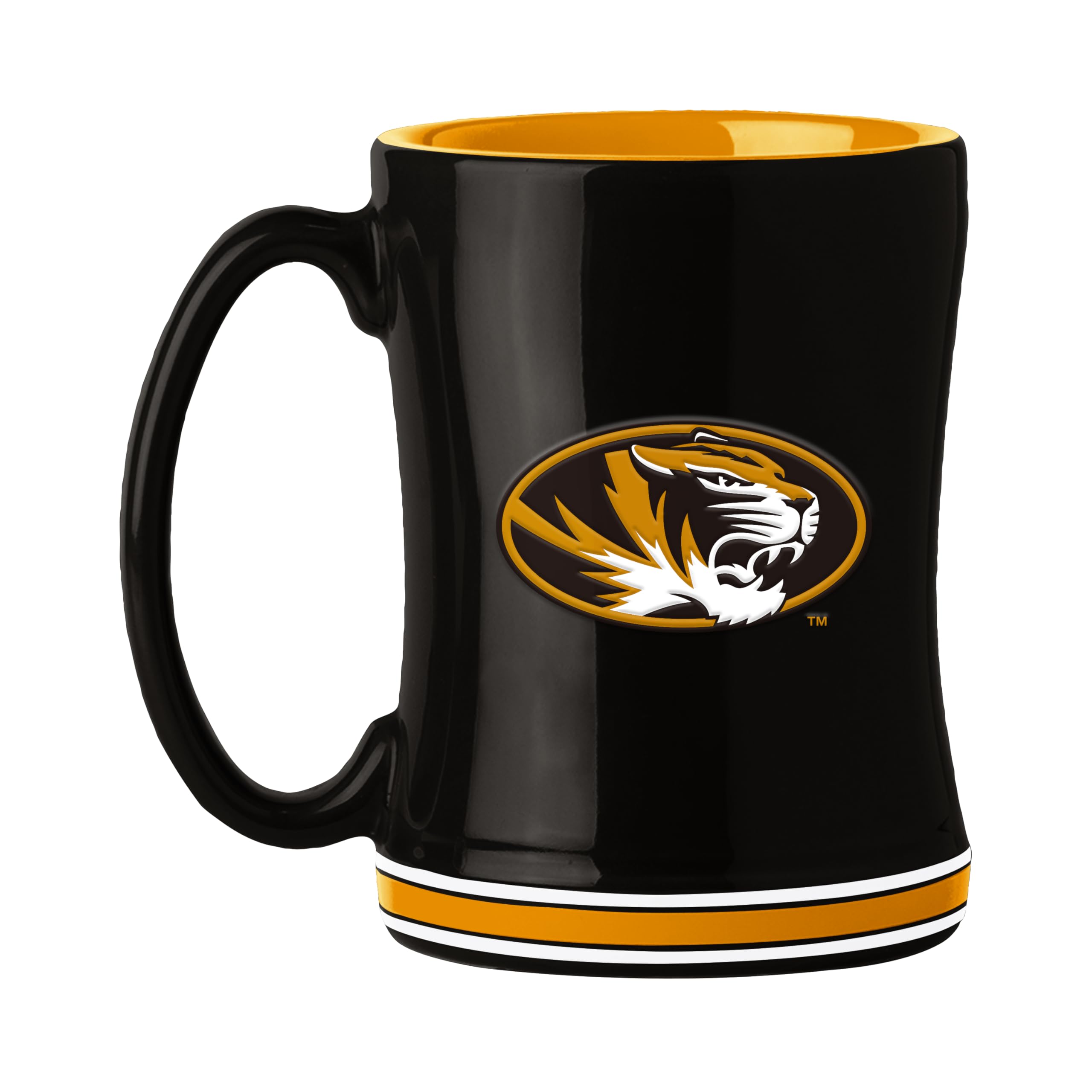 Logo Brands NCAA Missouri Tigers 14 oz Relief Coffee Mug - Officially Licensed Mug, Sculpted 3D Logo and Team Colors - Comfortab