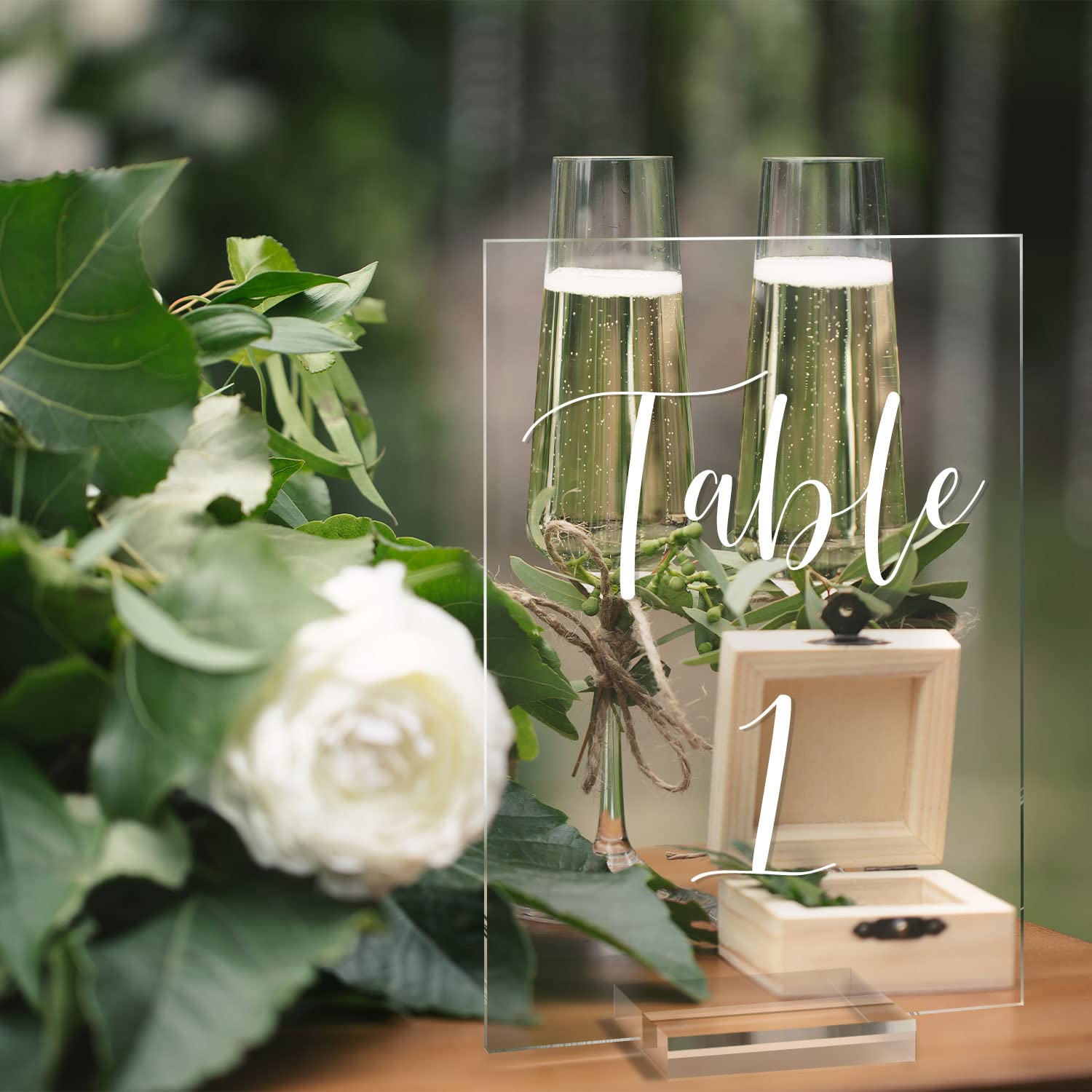 Uniqooo Acrylic Wedding Table Numbers 1-15 With Stands | 4X6 Inch Printed Calligraphy, Clear Table Number Signs And Holders | Pe