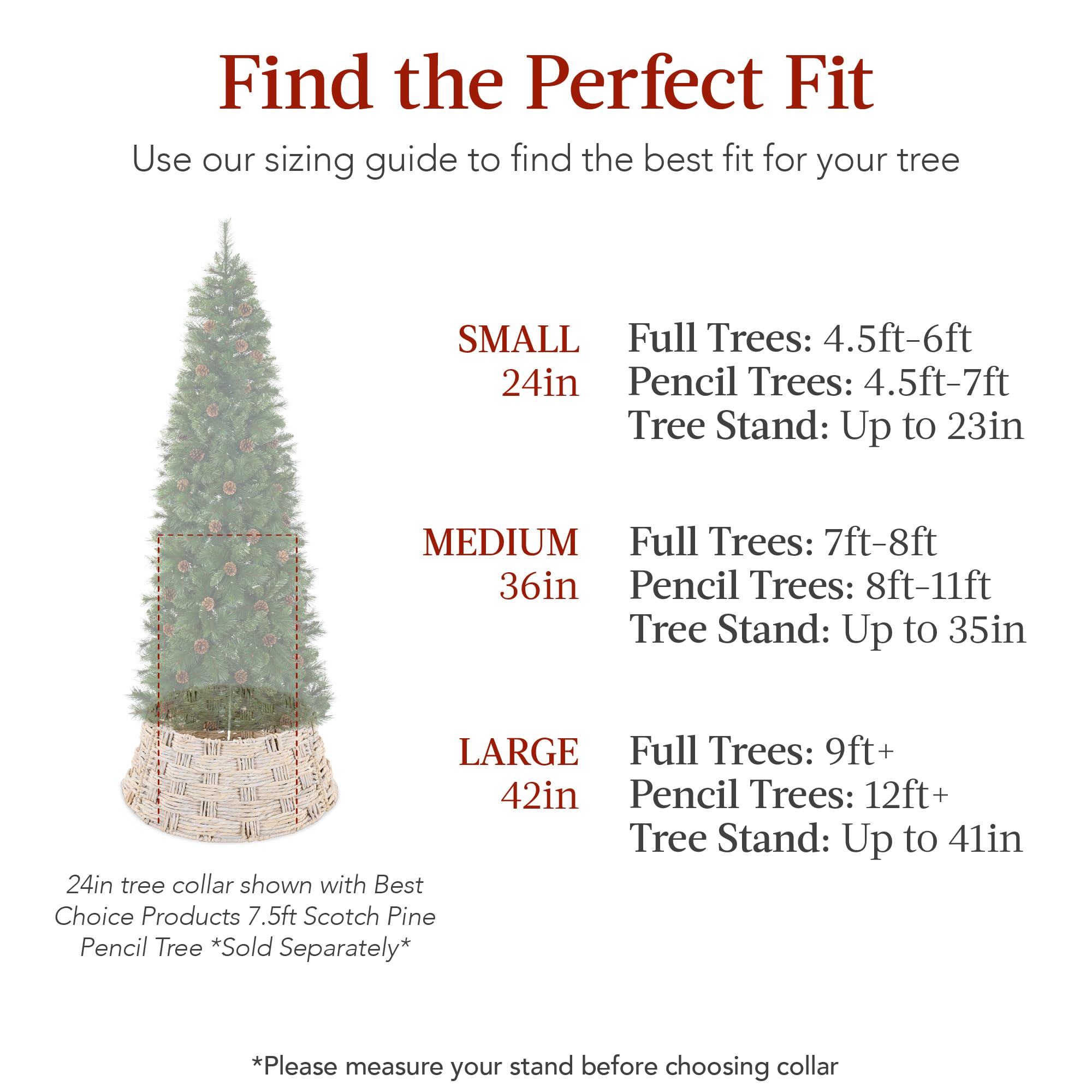 Best Choice Products 42in Christmas Tree Collar, Woven Hyacinth 3-Piece Holiday Rattan Tree Skirt Accessory for Home w/Cord Cut-