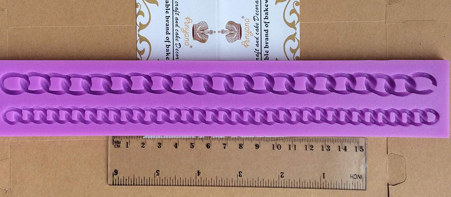 Anyana Diamond Purse Bag Long Chain Cake Border Mould Silicone Fondant Cake Mold Cake Decorating Pastry Gum Paste Tool Kitchen C