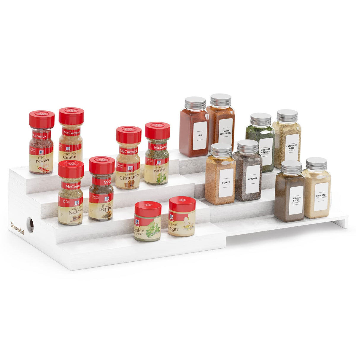 SpaceAid Bamboo Spice Rack Organizer for Cabinet, Kitchen Pantry Spices Storage Rack for Cabinets Organization, Home Seasoning T