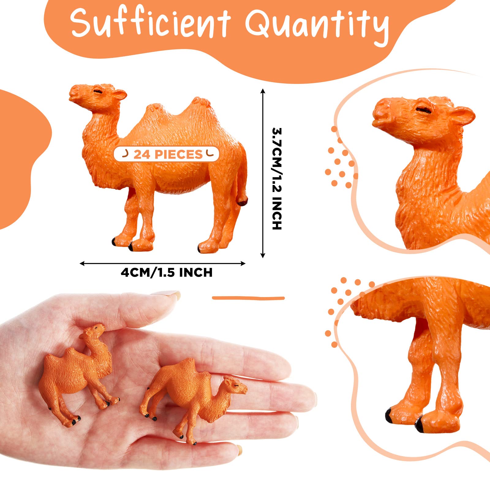Charniol 24 Pcs Camel Figurines Hand Painted Miniature Animal Statue Desert Camel Figures Animal Figurines Toys Models for Table