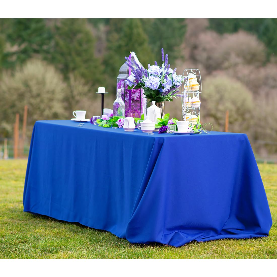 Ltc Linens 10-Pack Rectangular Tablecloths 90 In X 132 In With Rounded Corners - Royal Blue Table Cloths For 6 Ft Rectangle Tabl
