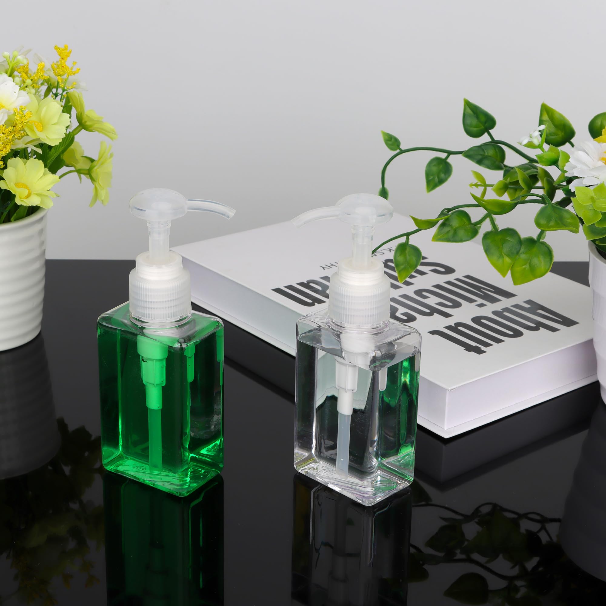 100Ml (3.4Oz) Pump Bottle Dispenser Jansburg 2 Pack Refillable Flat Square Plastic Lotion Dispenser Leakproof Empty Lotion Pump