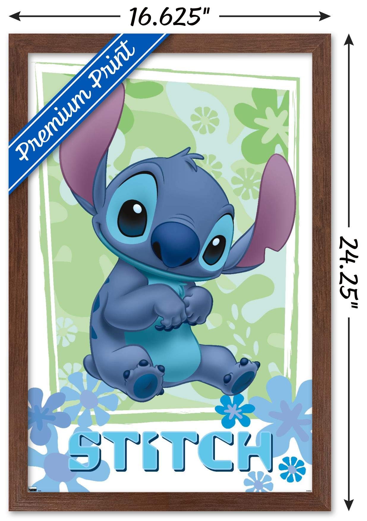 Trends International Disney Lilo And Stitch - Flowers Wall Poster, 14.725'' X 22.375'', Mahogany Framed Version