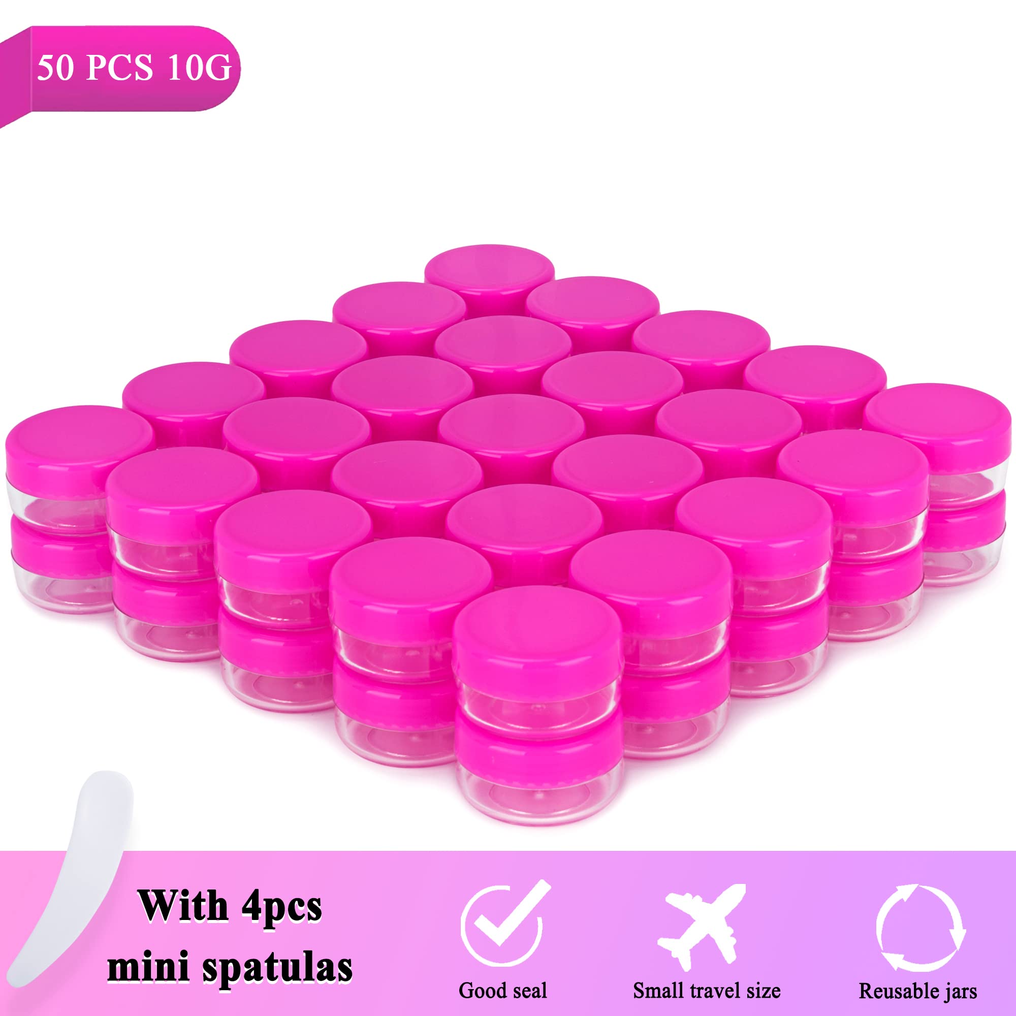 50Pcs 10 Gram Sample Containers, 10Ml Empty Jars With Lids, Small Cosmetic Containers, Mini Sample Jars With 4Pcs Mini Spatulas