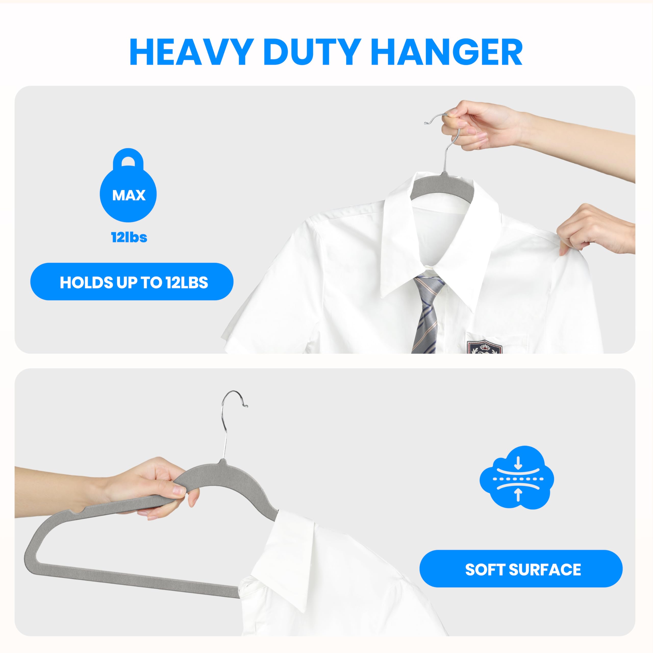 Yssoa Velvet Hangers 60 Pack, Non-Slip Clothes Hangers With Shoulder Notches, 360 Swivel Hooks, Heavy Duty Standard Hangers For