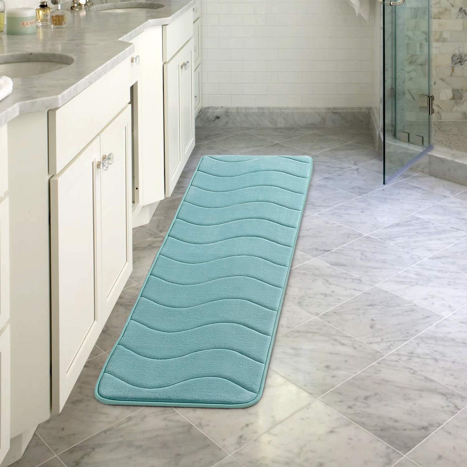 Flamingo P Memory Foam Bath Mat Extra Long Bath Mats For Bathroom Non Slip Bathroom Runner Rug Water Absorbent Thick Soft Bath R