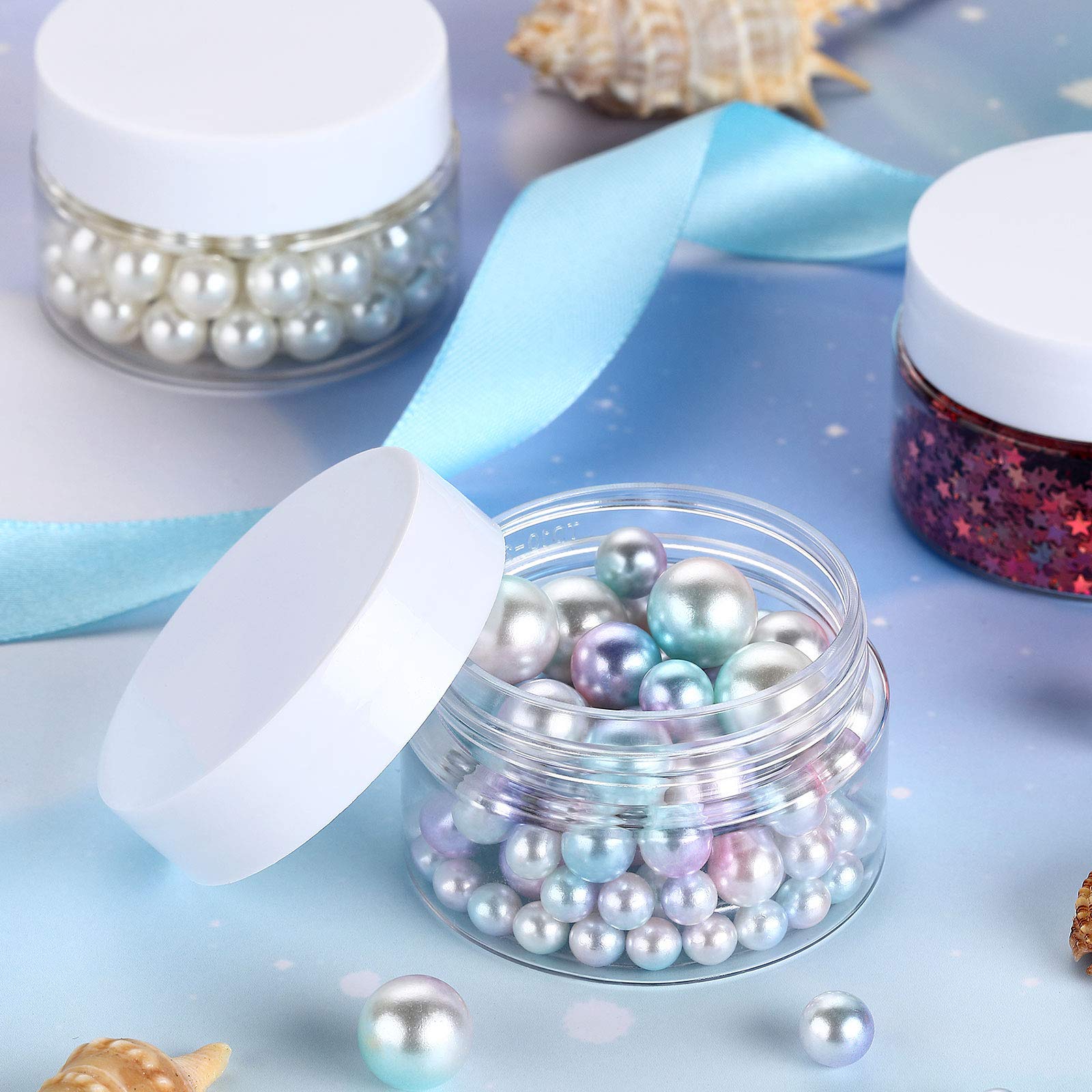4 Pieces Round Clear Wide-mouth Leak Proof Plastic Container Jars with Lids for Travel Storage Makeup Beauty Products Face Creams Oils Salves Ointments DIY Making or Others (White  1 Ounce)