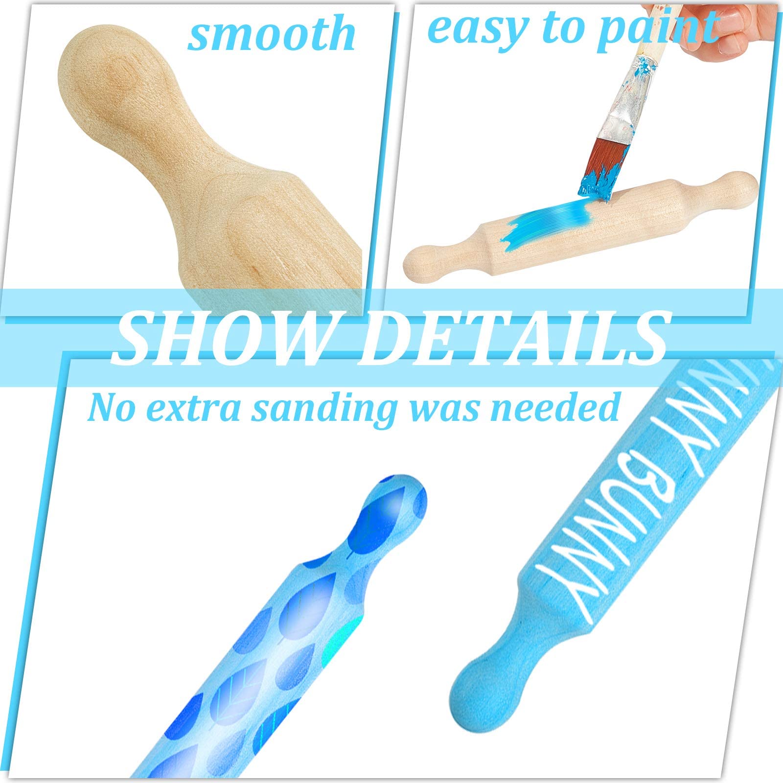 Suclain Wooden Mini Rolling Pin Long Kitchen Baking Small Dough Rolling Pin For Children Fondant Pastry Pizza Crafting And Imagi