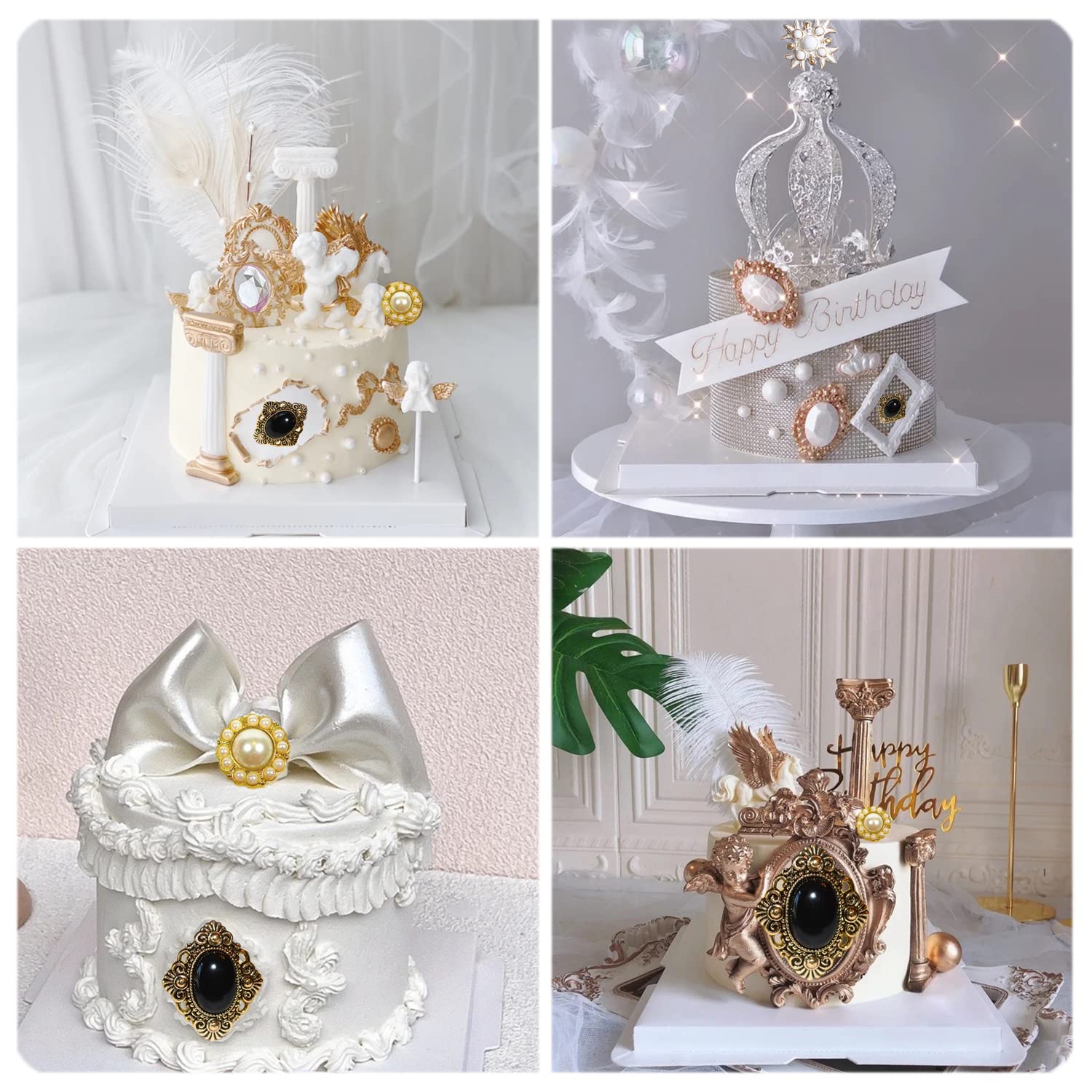 Rfghac Pearl Diamond Brooch Silicone Molds Brooch Gemstone Fondant Candy Mold For Cupcake Topper Cake Decorating Chocolate Polym