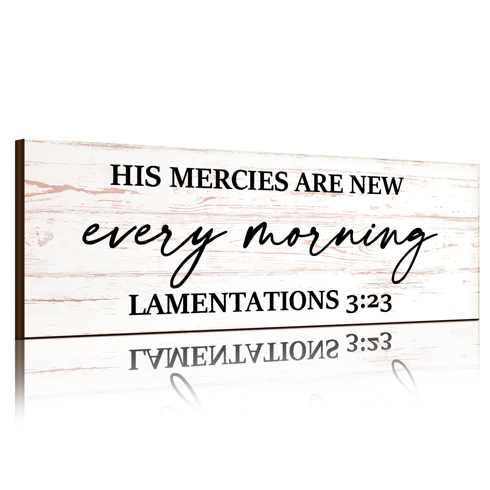 Jetec Farmhouse Bible Verse Scripture Wall Signs, His Mercies Are New Every Morning Wooden Plaque Decor for Church Home Christia
