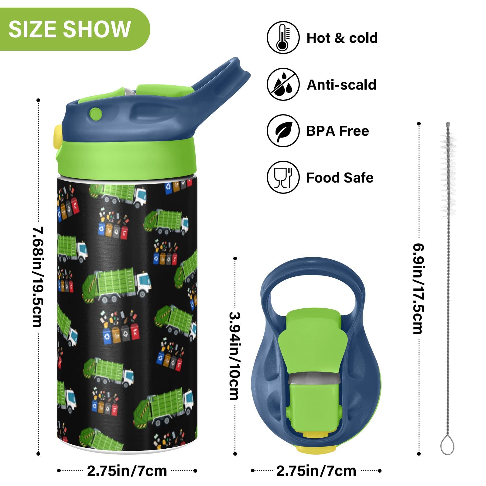 Stainless Steel Water Bottle For Kids- 12 Ounce Stainless Steel Vacuum Insulated Water Bottle For Kids Children,Double Wall Vacu