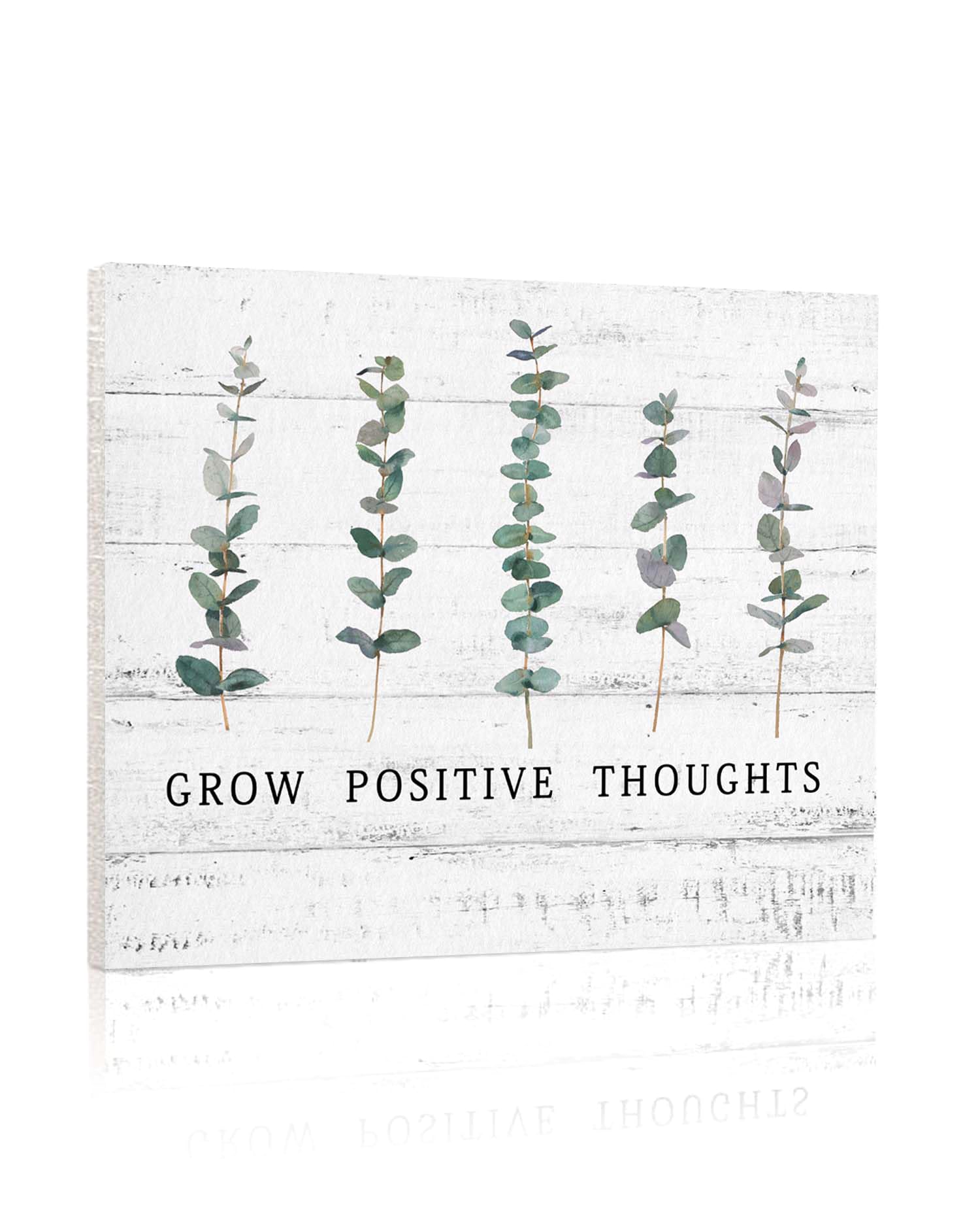 Grow Positive Thoughts Wall Art: Positive Quotes Inspirational Wall Sign For Office Women Kids Motivational Boho Eucalyptus Home