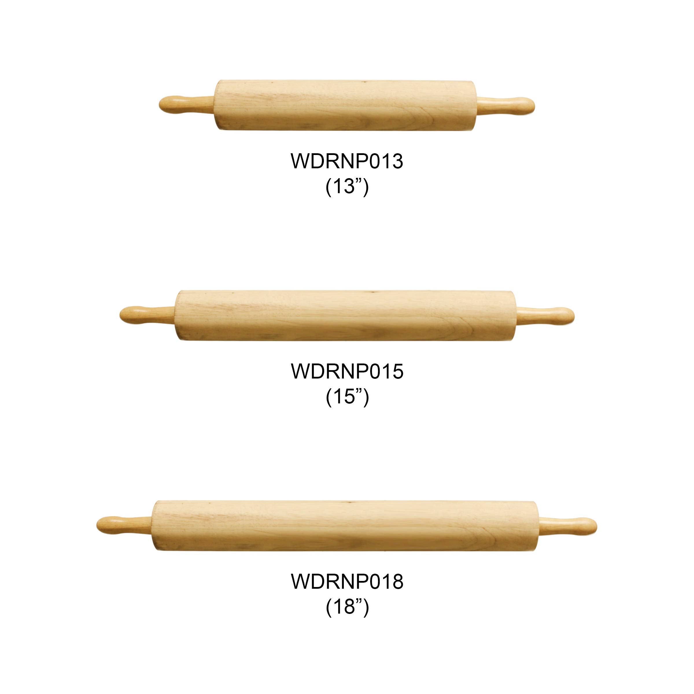 Thunder Group Wdrnp013 Rolling Pin, 13'', 3-1/4'' Dia. Barrel, Contoured Handles, Ball Bearing Roller, Solid Wood