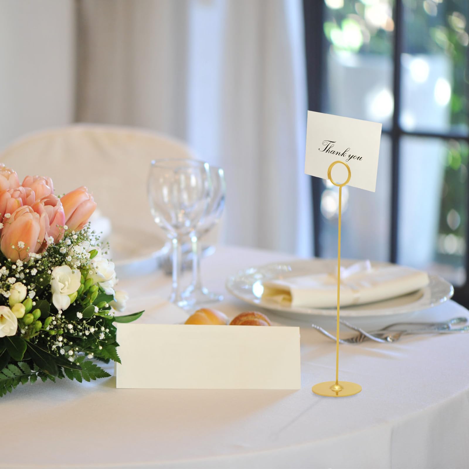 Urban Deco 16Pk Gold Table Number Holders Place Card Holders 12 Inch Table Card Holders Steel Card Holders For Photos, Food Sign