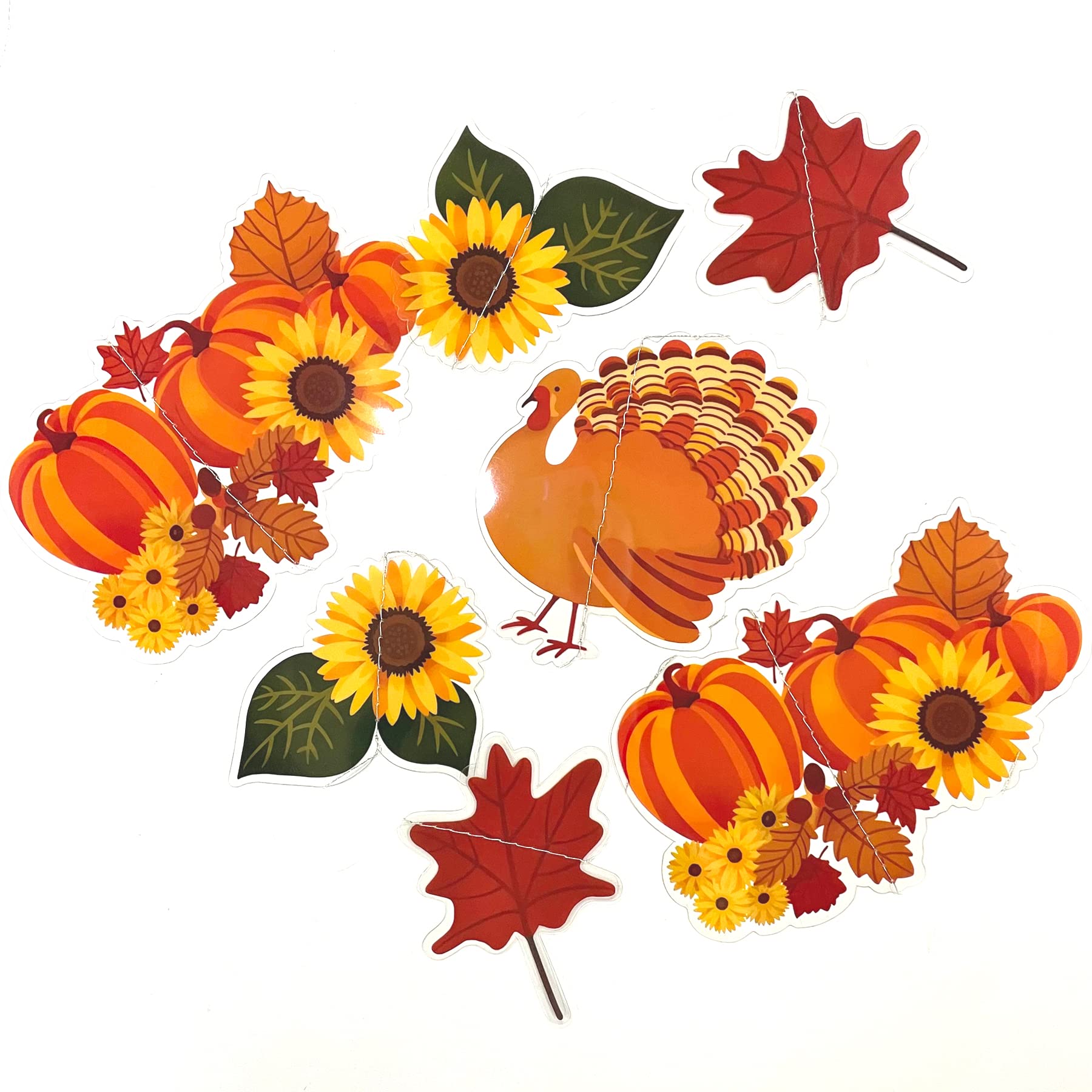 35Ft Thanksgiving Day Party Decorations Plastic Autumn Leaves Sunflower Turkey Pumpkins Garland Banner Bunting Streamers Backdro