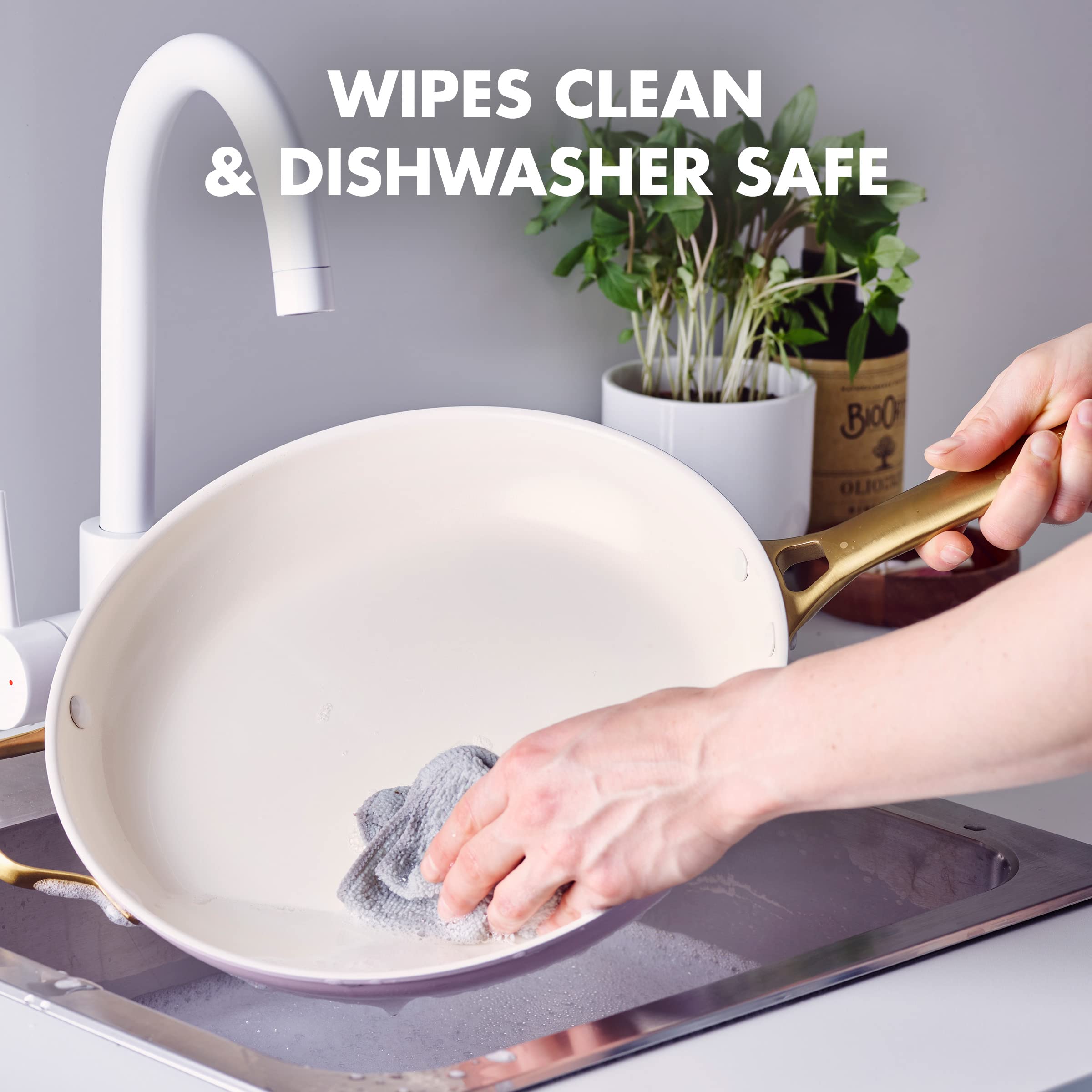 Greenpan Reserve Hard Anodized Healthy Ceramic Nonstick 12'' Frying Pan Skillet With Helper Handle And Lid, Gold Handle, Pfas-Fr