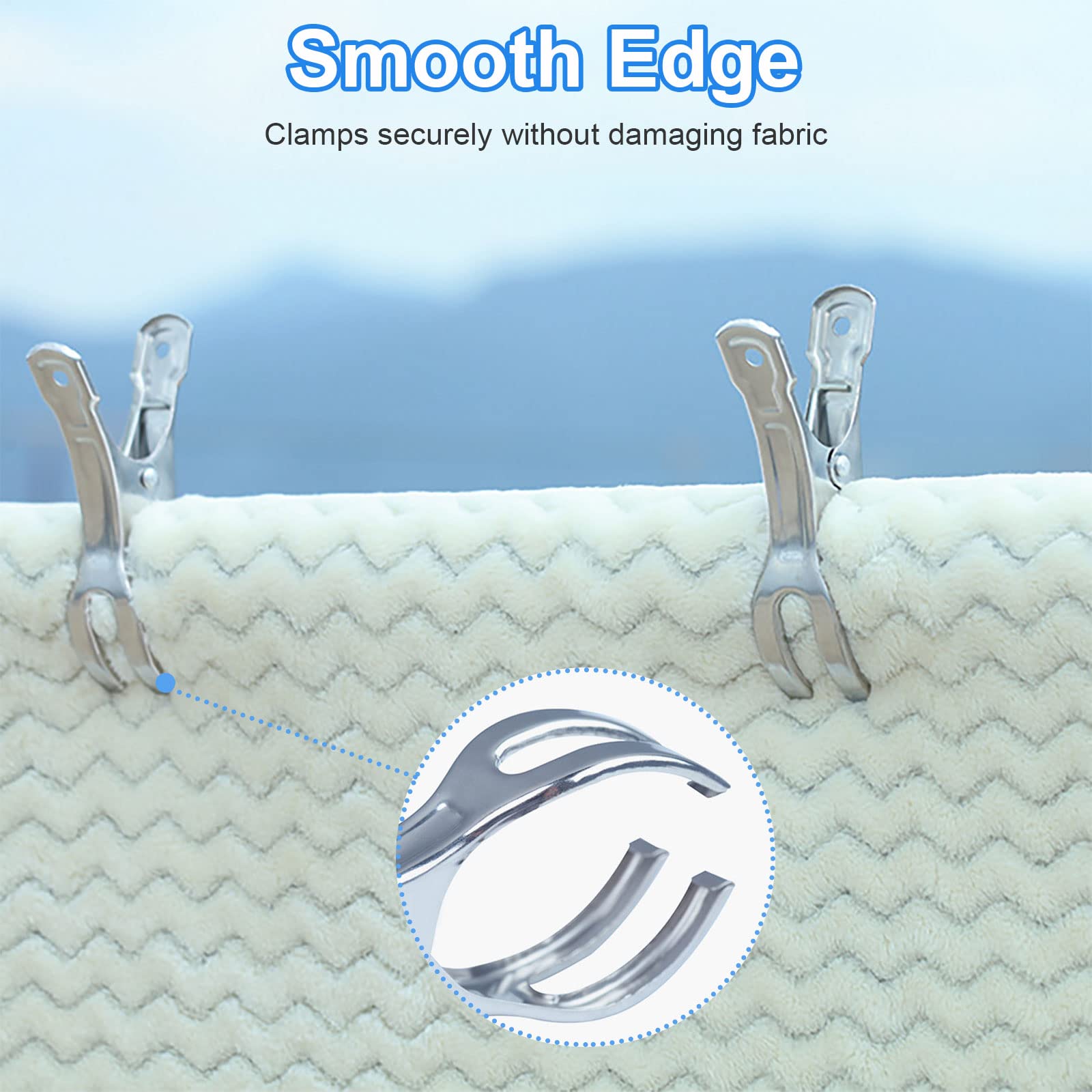Coideal Beach Towel Chair Clips - 10 Pack Pool Cover Clips Stainless Steel Quilt Clamps Metal Large Heavy Duty Clothes Pins Wind