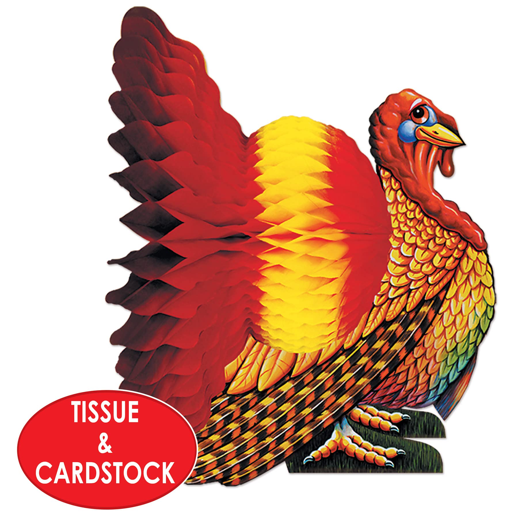 Beistle Tissue And Paper Turkey Centerpiece For Thanksgiving Decorations - Autumn Fall Harvest Home D  Cor