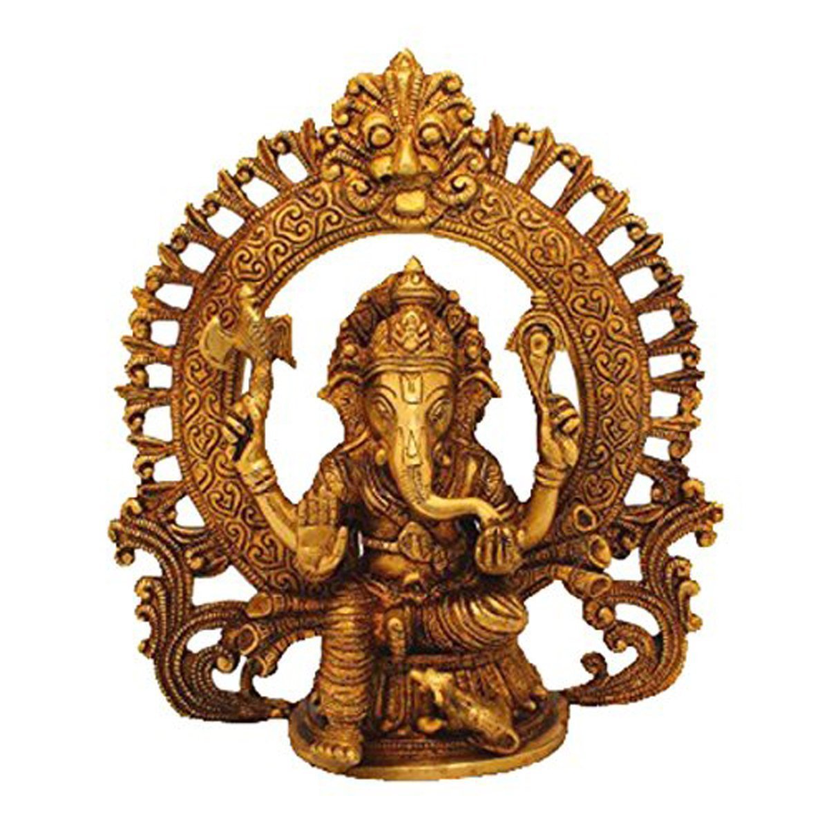 Idol Collections Sitting Ganesha Ganesh Murti Idol Statue With Ring Height 9 Inches