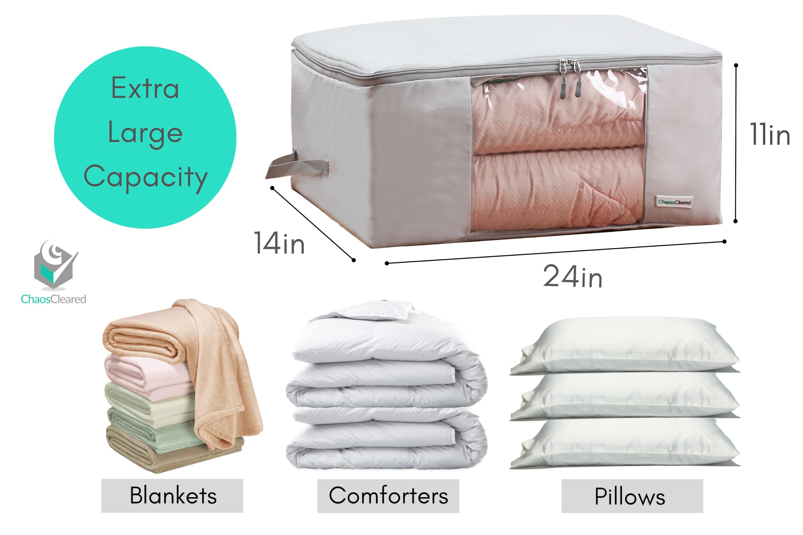 Comforter Storage Bag - Folding Organizer bag for King/Queen Comforters, Pillows, Blankets, Bedding/Quilt, Blanket, Duvet, Mothp
