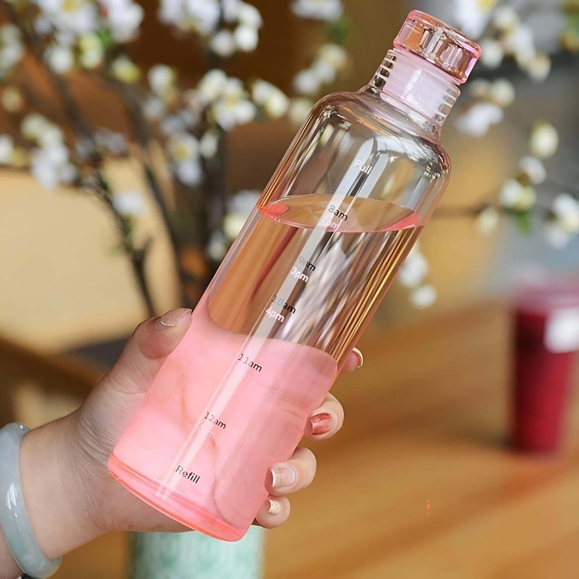 Jigshtial Glass Borosilicate Water Bottles, H2O Fridge Water Bottle With Cap, Leak Proof & Airtight Lid, Water Bottle For Office