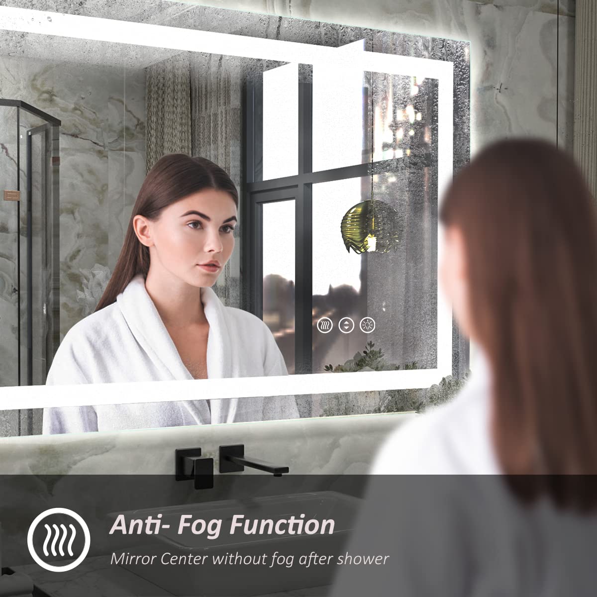 Oddsan 48X32 Led Lighted Mirror For Bathroom Wall, Smart Illuminated Vanity Mirror With Lights, Dimmable, Anti-Fog (Front Lights