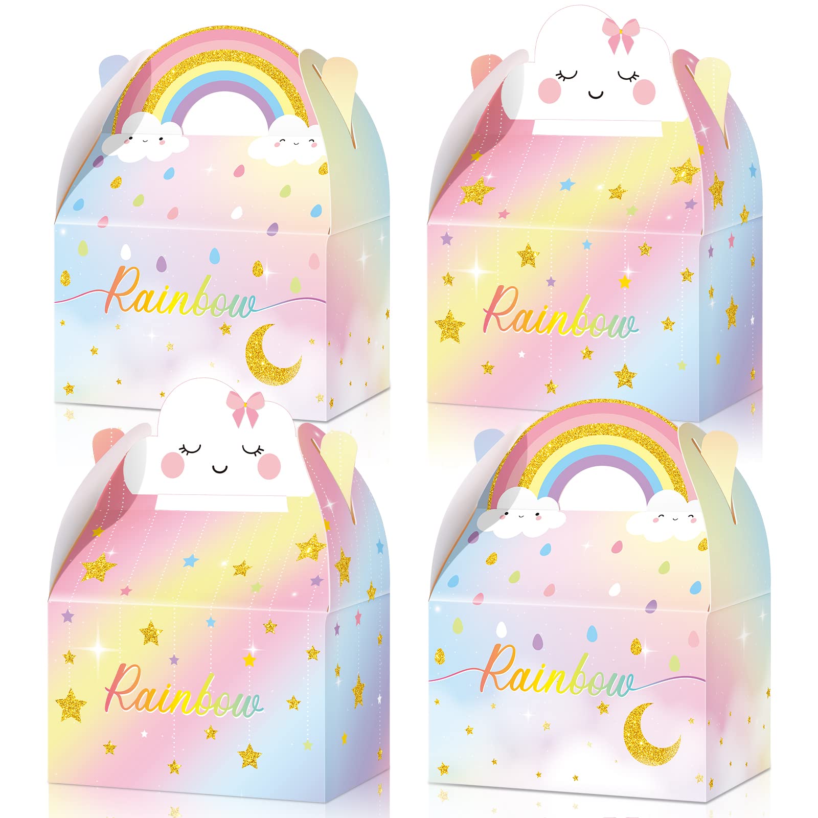 Leinuosen Rainbow Cloud Gift Boxes Party Supplies Cute Party Favor Boxes Theme Treat Boxes Candy Goodies Gift Boxes For Girls Bo