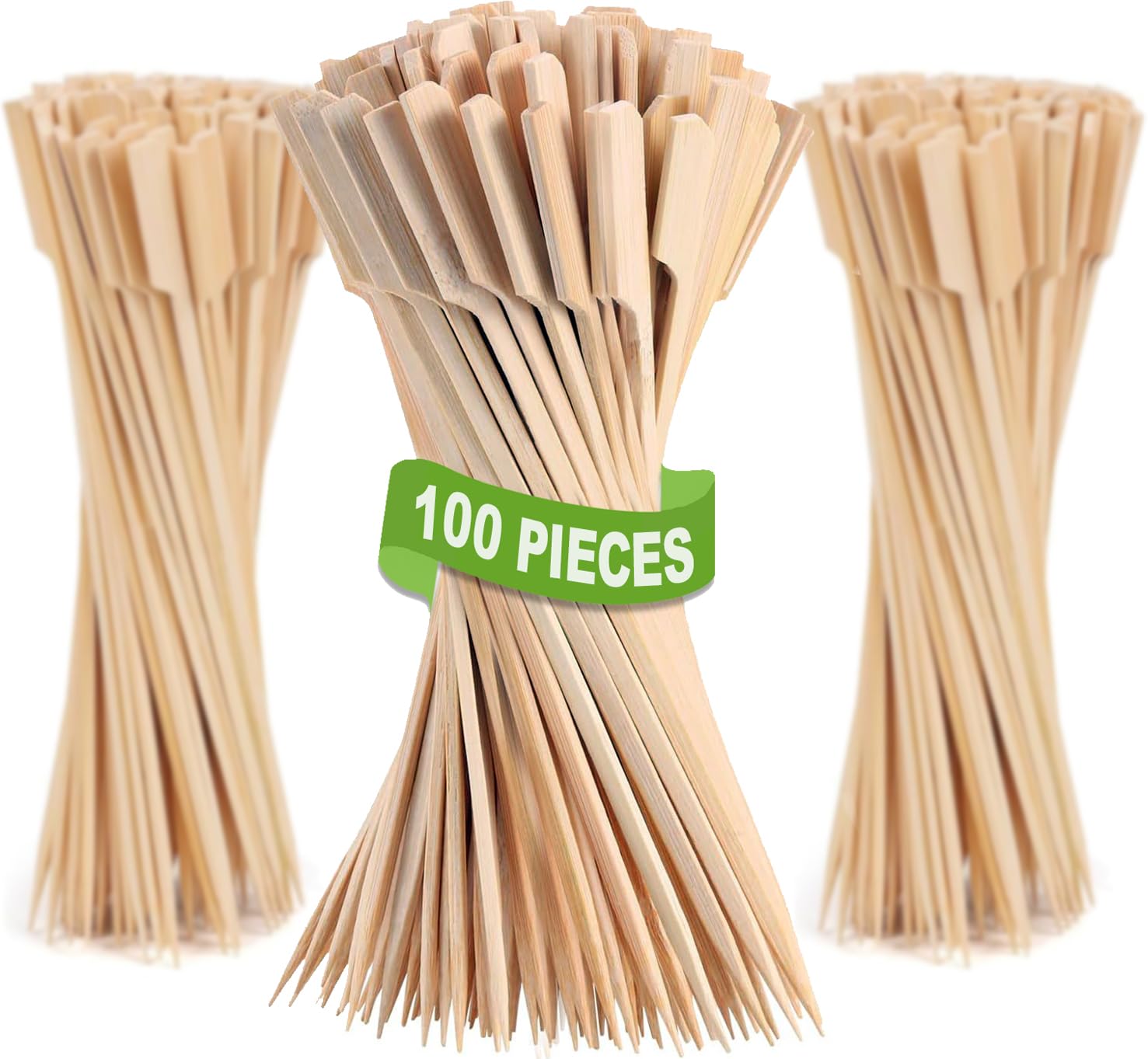 Bamboo Skewers 10 Inch (100 Pcs) - Skewers For Grilling - Paddle Wood Picks, Kabob Skewers - Long Wooden Skewer Sticks, Wooden K