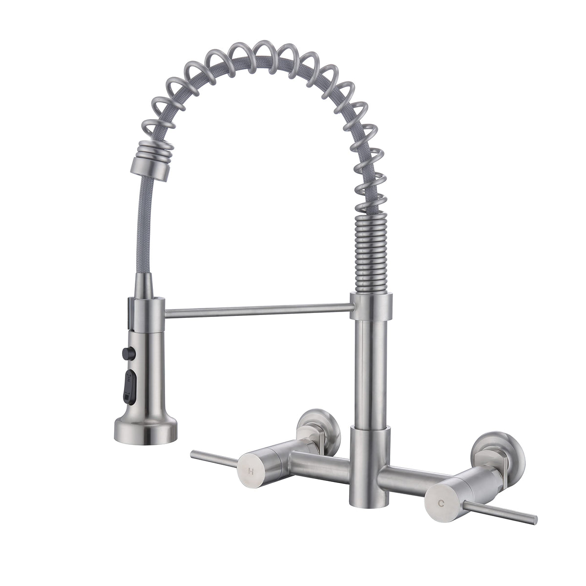 Fonveth Wall Mount Kitchen Faucet, 8 Inch Center Wall Mount Kitchen Sink Faucet With Pull Down Sprayer, Wall Mount Faucet With S