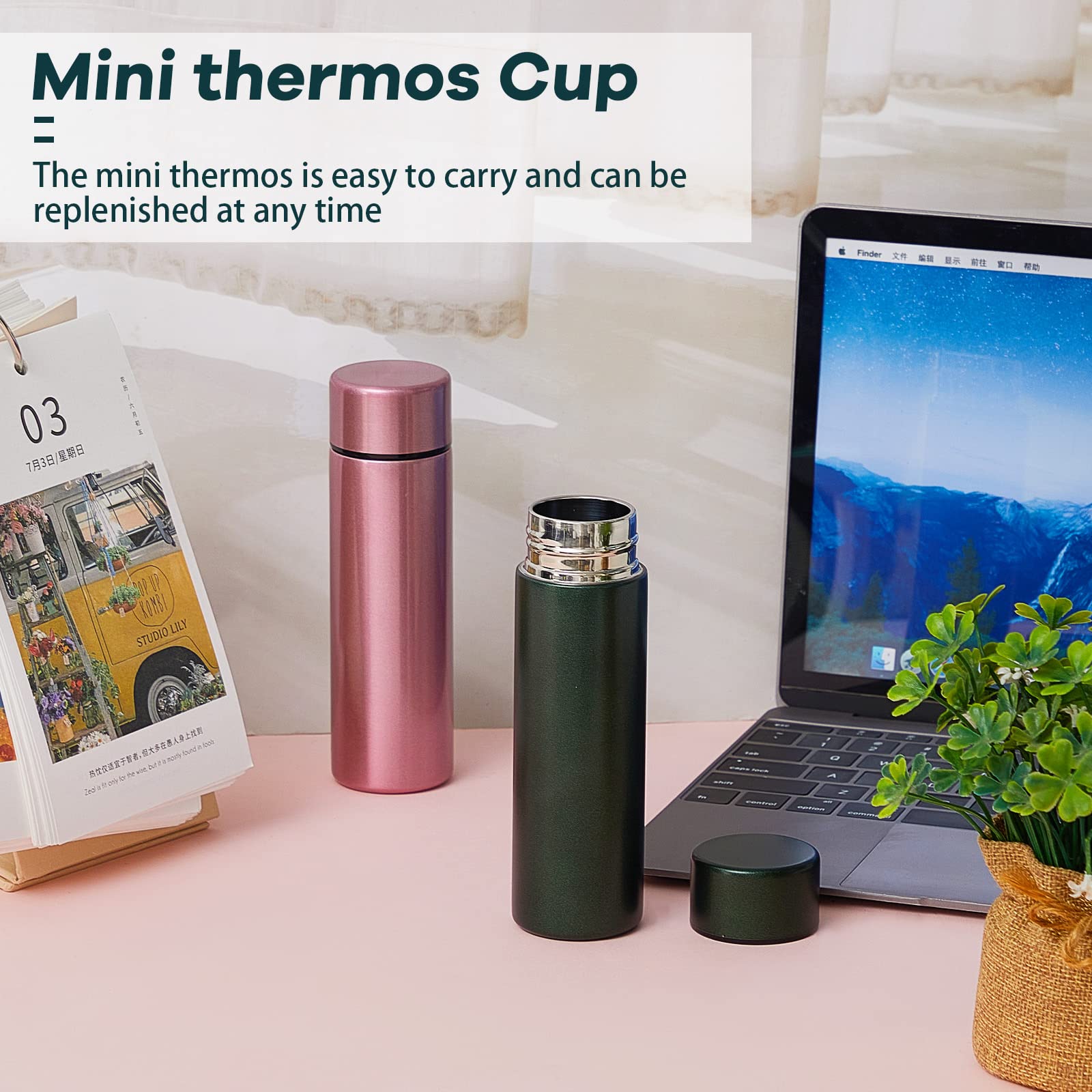 Irenare 5Oz Mini Water Bottle Mini Insulated Stainless Steel Bottle Purse Water Bottle Cute Leak Proof Water Flask Keeps Drink C